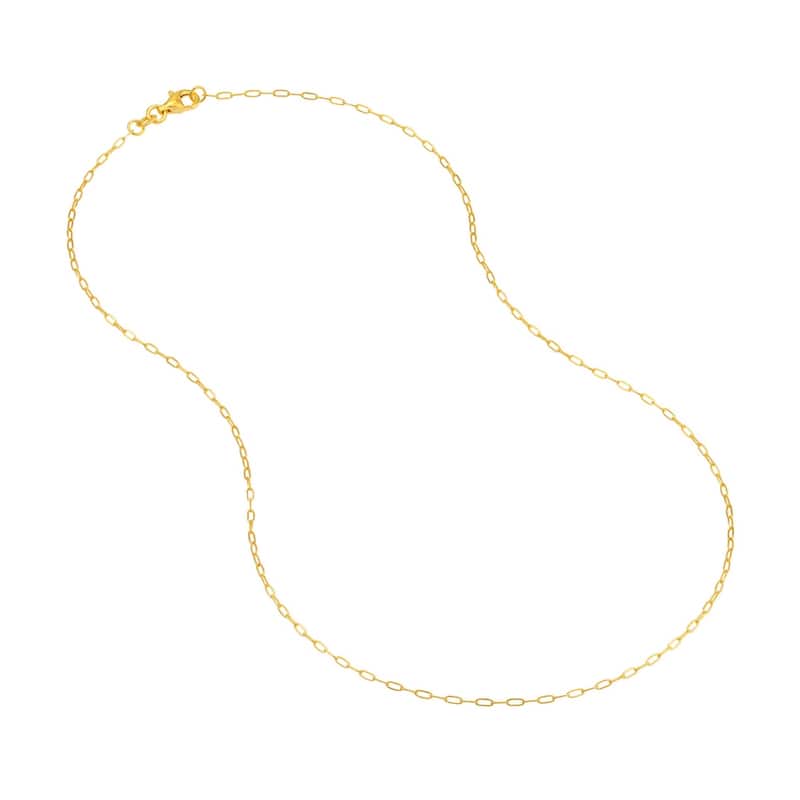 Curata 14k Yellow Gold 1.25mm Paperclip Chain Necklace (Lobster)