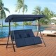 preview thumbnail 2 of 3, MCombo 3-Seat Reclining Patio Swing Chair with Chain Armrests, Outdoor Porch Swing Chair4354