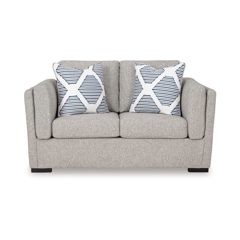 Marcy Loveseat with Arm Bolster Pillows, Pewter Gray Polyester 66 Inch