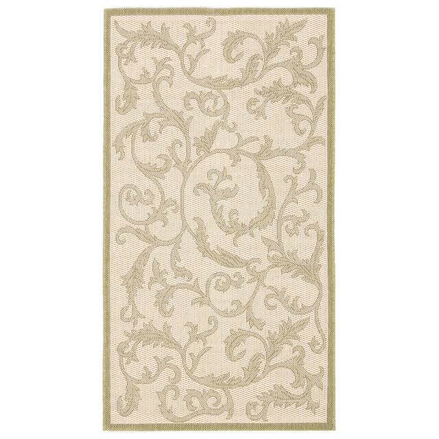 SAFAVIEH Courtyard Darline Indoor/ Outdoor Waterproof Patio Backyard Rug - 2'7" x 5' - Natural/Olive