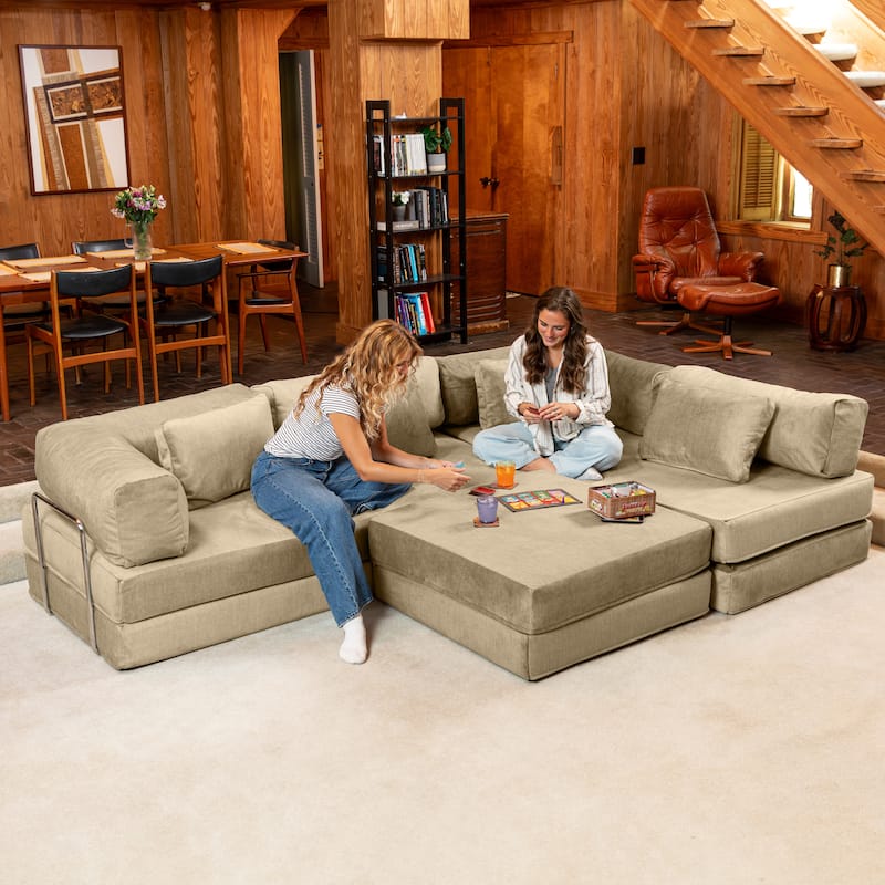 Jaxx Unsofa Modular Convertible Sectional Sofa with Fold Out King Sleeper Bed