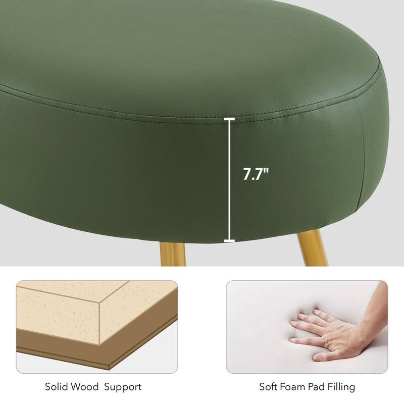 MCombo Ottoman Bench, Waiting Room Chairs for Living Room Entryway, Faux Leather Upholstered Footstool with Storage Packet W725