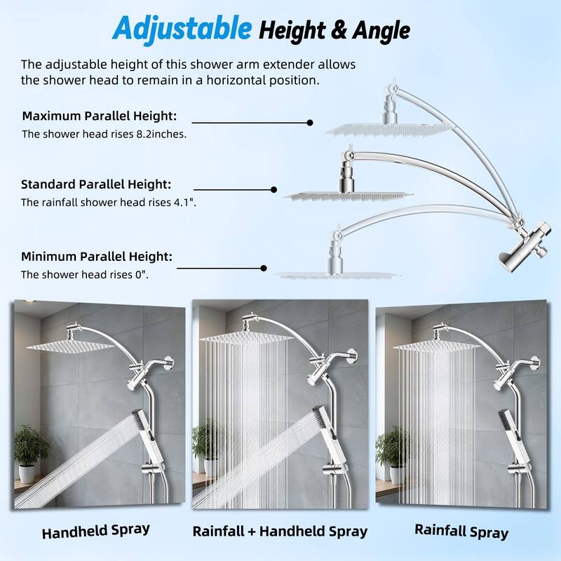 10" All Metal High Pressure Rain Shower with 4-spray Handheld Shower