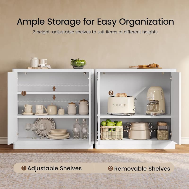 Buffet Sideboard Cabinet with Storage 2 Doors Adjustable Shelves