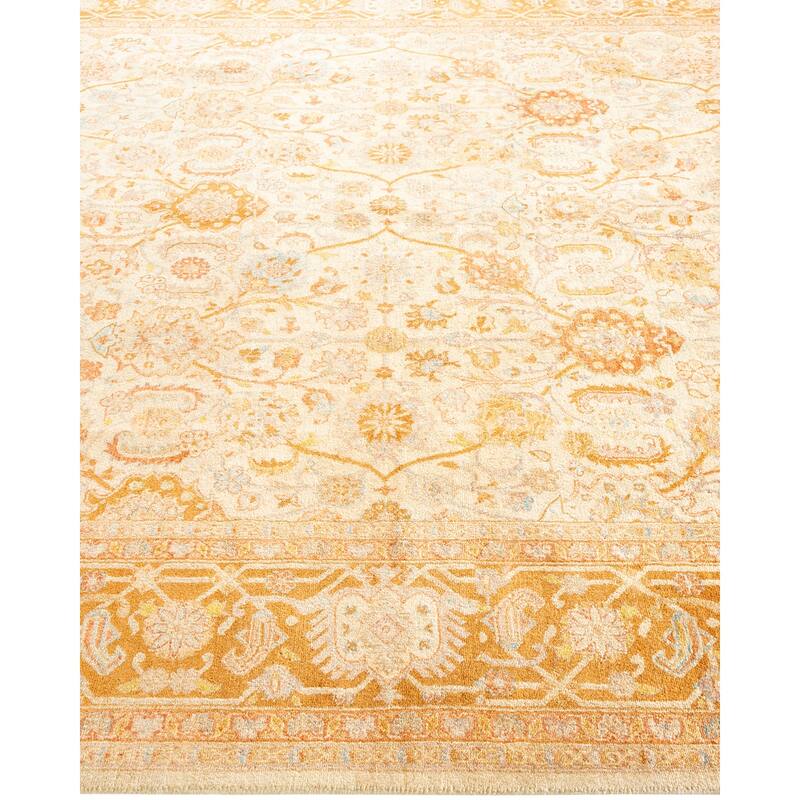 Overton Handknotted Wool Traditional Oriental Ivory Area Rug - 6' x 9'