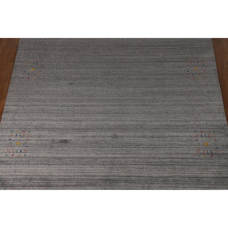 Hand Knotted Oriental 100% Wool Carpet Tribal Tribal Greys & Charcoal Gabbeh Area Rug - 9' 11'' X 7' 10''