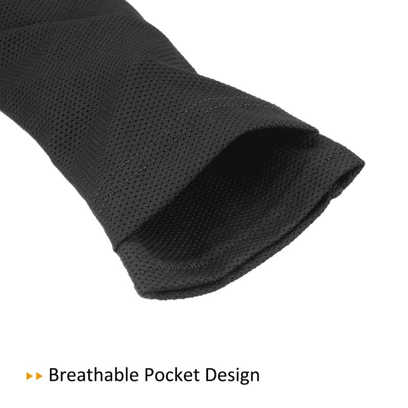 Size L Soccer Shin Guard Socks, 2 Pack Breathable Sleeves for Running, Black