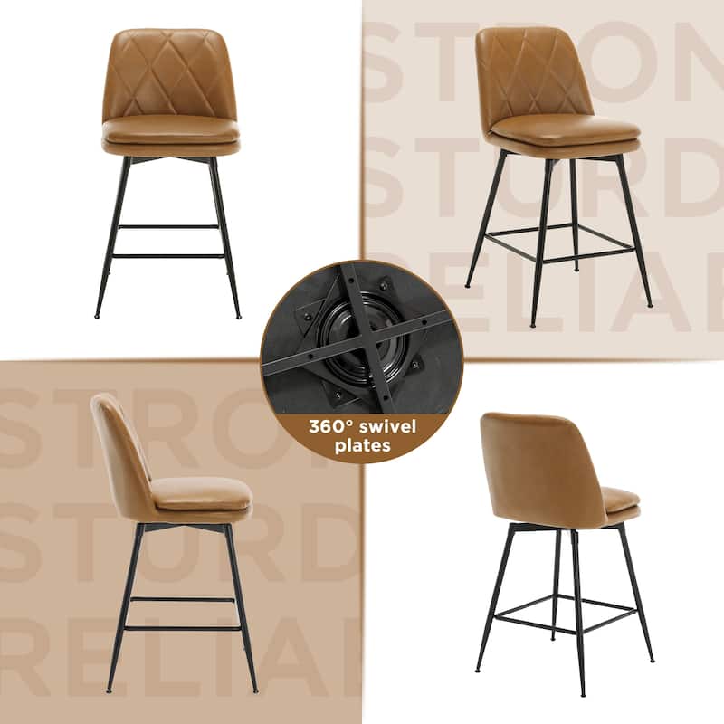 26"/29" Faux Leather Swivel Counter and Bar Height Stools (Set of 4)