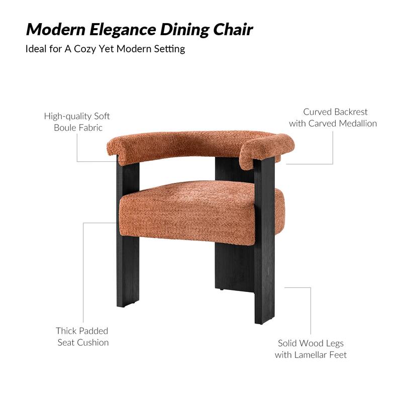 Georg Modern Boucle Dining Chair with Solid Wood Legs Set of 6 by HULALA HOME