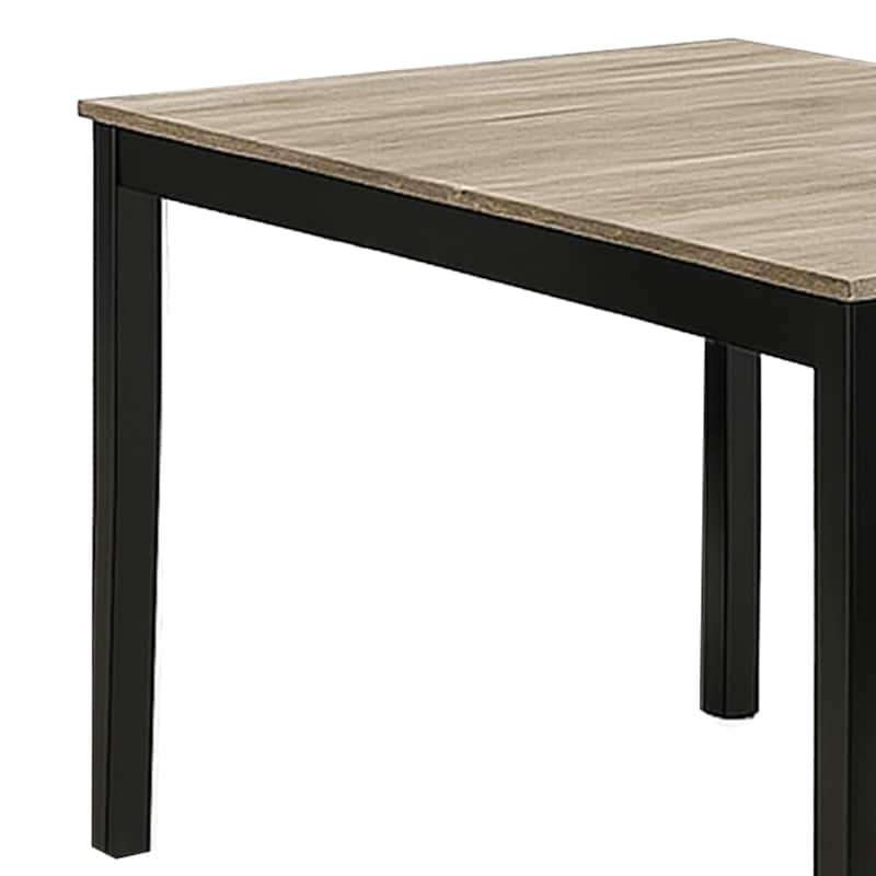 Figu Dining Table, Rectangular 48 Inch Sleek Brown Top, Black Wood Legs - Black, Brown