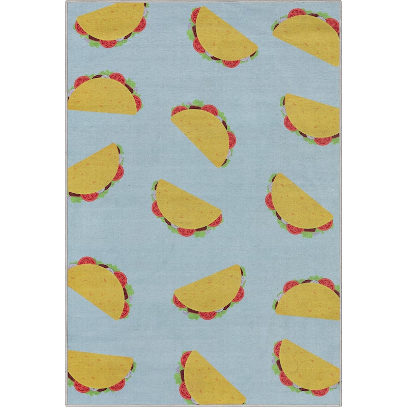 Well Woven Apollo Novelty Easy Clean Area Rug - 5' x 7' - Multi Tacos Blue