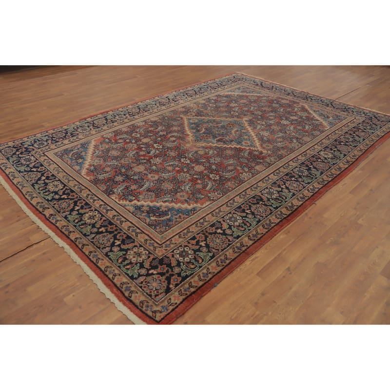 Hand Knotted Oriental 100% Wool Carpet Traditional Floral Oranges & Rust Mahal Area Rug - 10' 7'' X 7' 3''