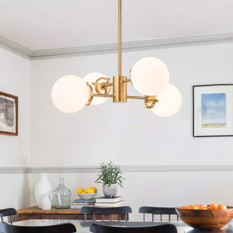 4/6-Light Modern Sputnik Globe Cluster Glass Chandelier for Dining Room