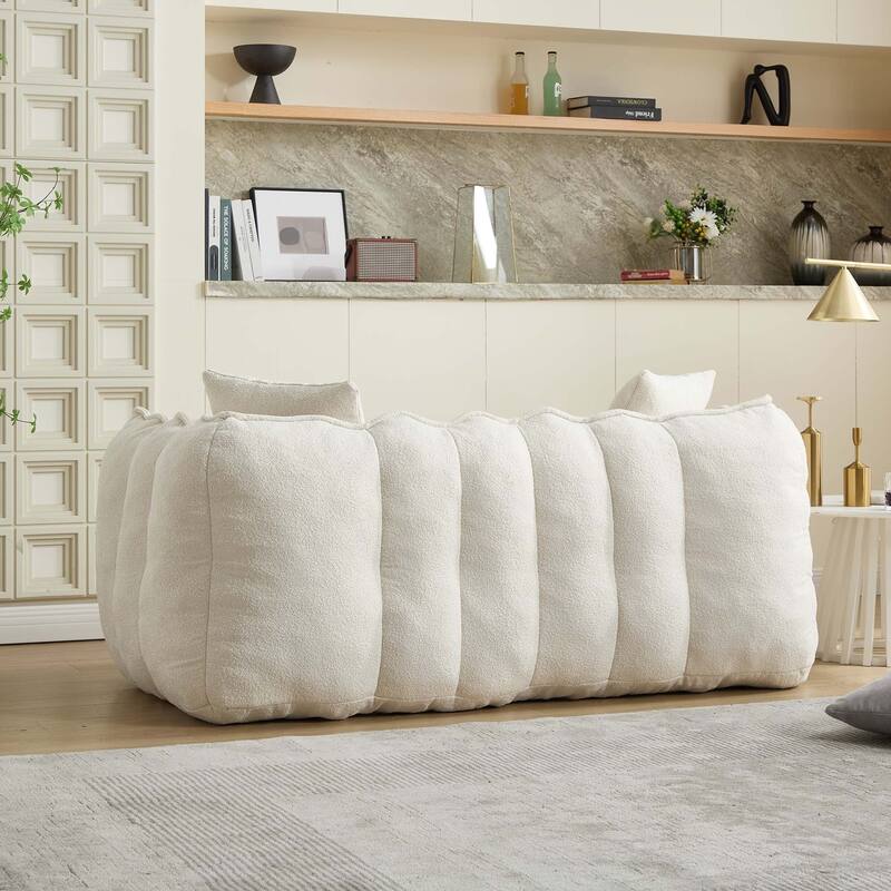 Soft Bean Bag Chair for Adults, Cozy Lazy Bean Bag Sofa, 2 Seat with Armrests for Home
