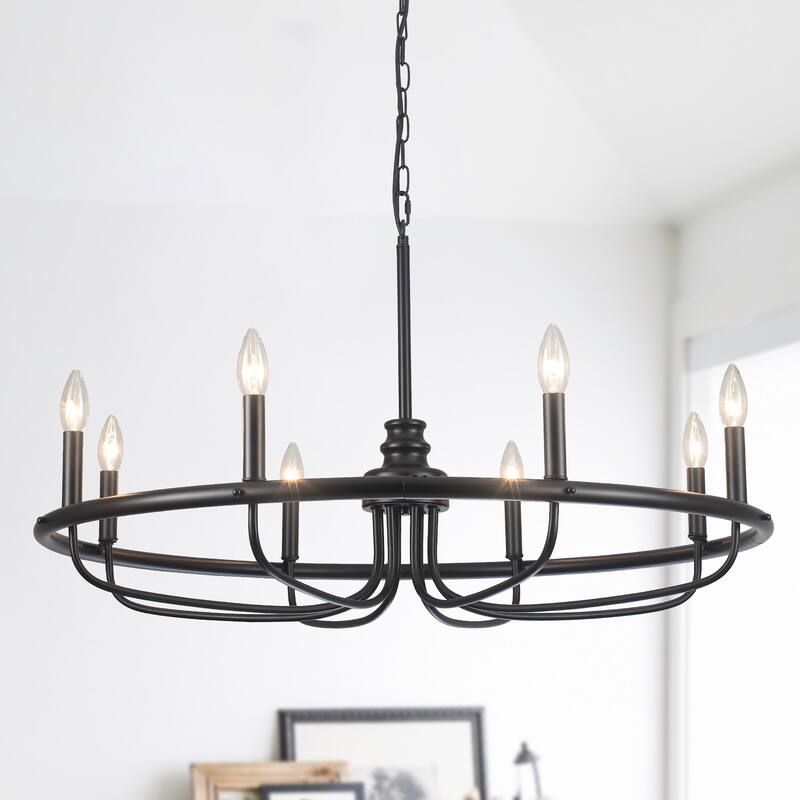 8-Light Candlestick Hanging Linear Island Foyer Chandelier Lighting Fixture for Dining Room Kitchen Island