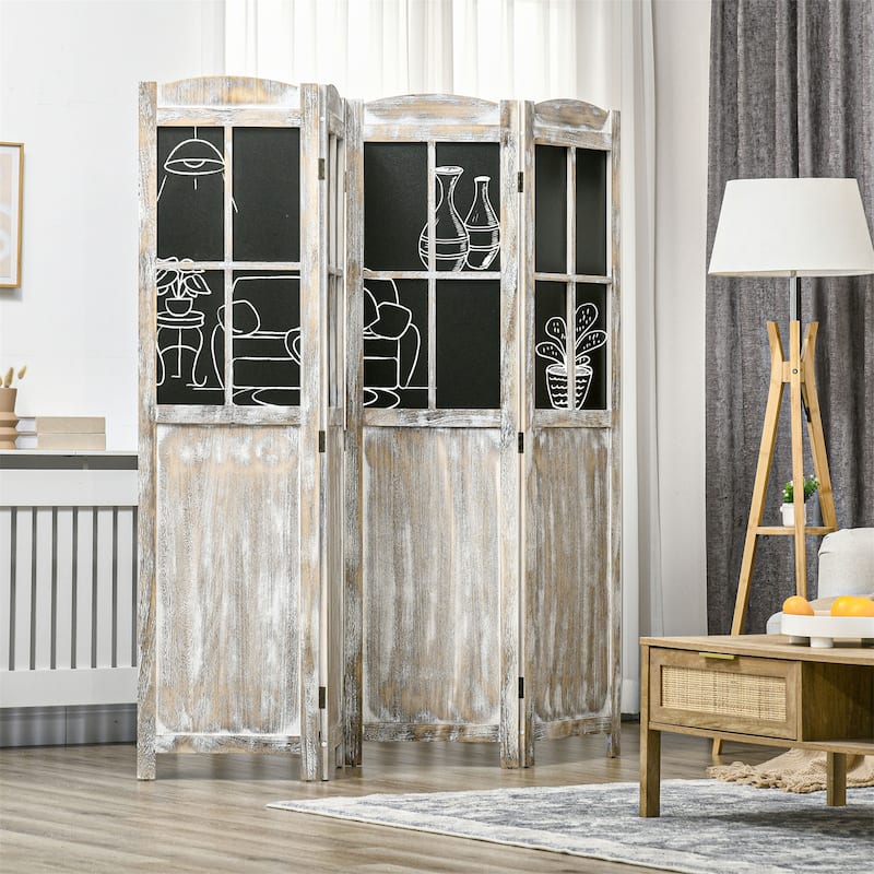 4 Panel Room Divider - Natural