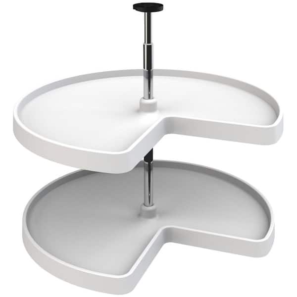 slide 2 of 8, Rev-A-Shelf Value Line 28 Inch Pie Cut 2 Shelf Lazy Susan Set with White