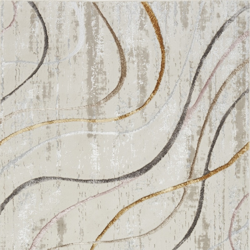 Bemoq Power Loomed Abstract Modern Non Skid Stain Resistant Area Rug By HomeRoots - 71' X '47' X '0.39