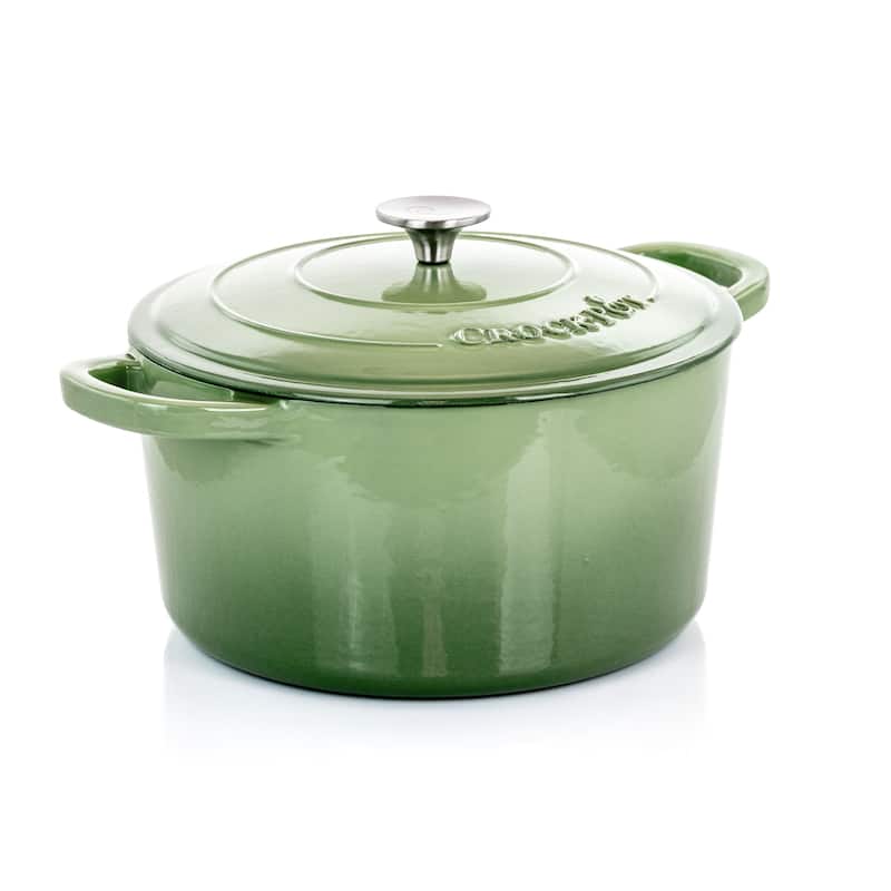 Heavy Duty 7 Quart Enamled Cast Iron Dutch Oven with Lid in Light Forest Green - Green