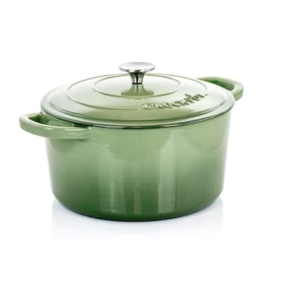 Heavy Duty 7 Quart Enamled Cast Iron Dutch Oven with Lid in Light Forest Green