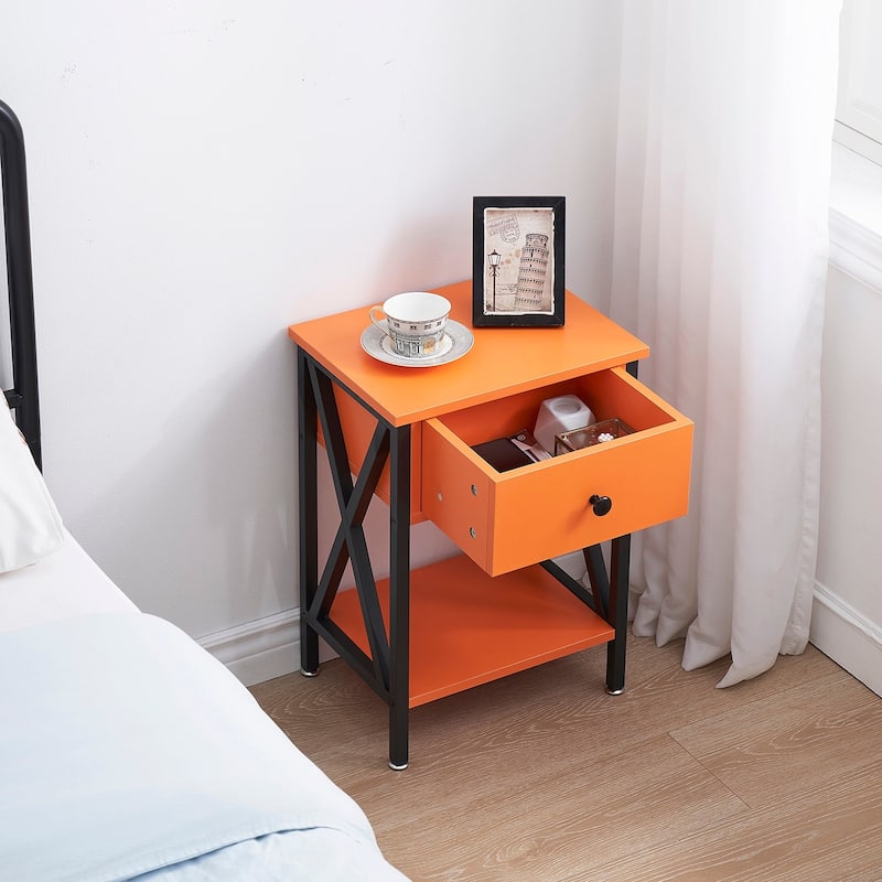 VECELO Modern Nightstand 1-Drawer with Storage Shelf, End Table/Side Table