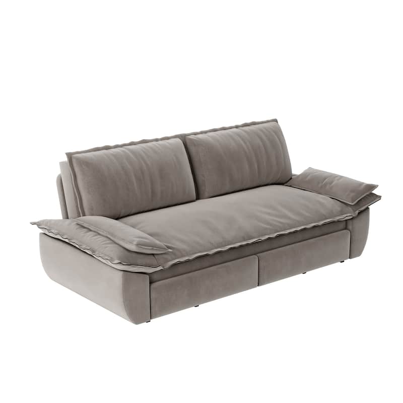 73.2" Queen Pull Out Sofa Bed, 3-in-1 Convertible Sleeper Sofa, Multi-Functional Velvet Loveseat Bed - Grey