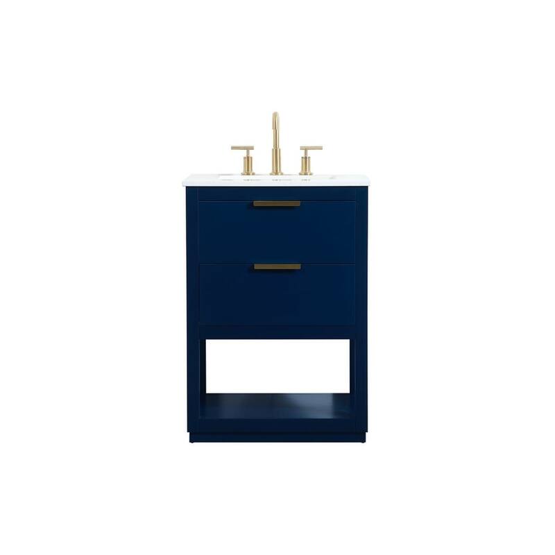 Elegant Lighting VF19224 Larkin 24" Free Standing Single Basin Vanity - Blue - Painted