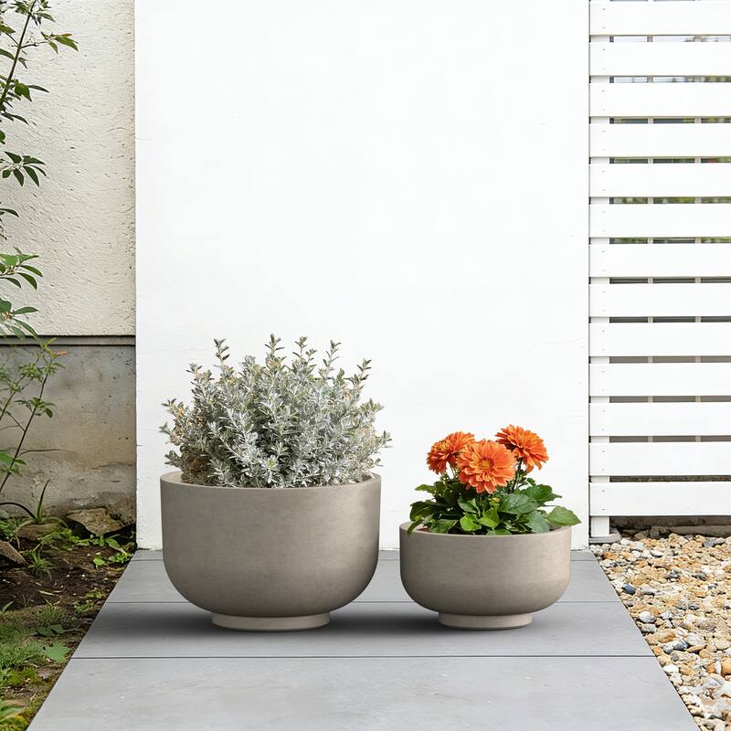 Concrete Planter / Pot Lightweight Planter Bowl with Drainage Holes