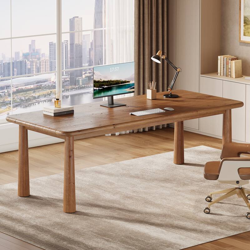 63-Inch Solid Wood Executive Desk with Heavy Duty Legs