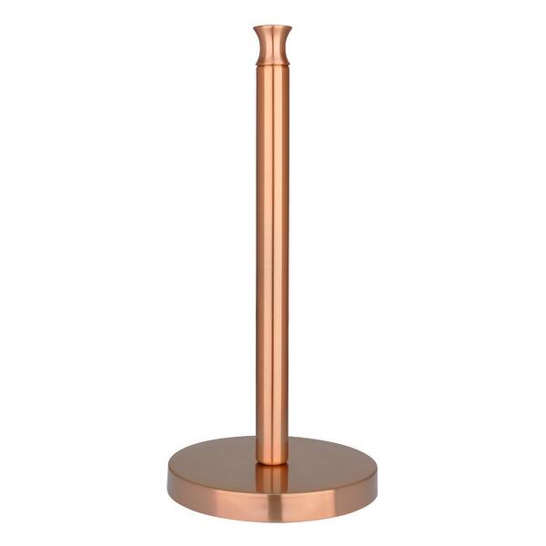 slide 2 of 18, Paper Towel Holder Roll Dispenser Stand for Kitchen Countertop & Dining Room Table Modern Style Copper
