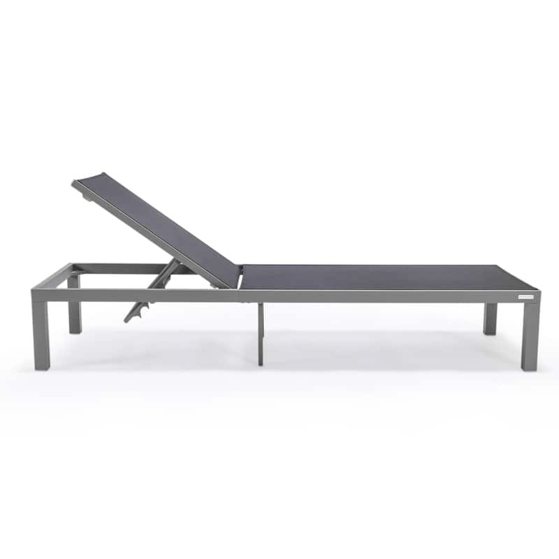 Aluminum Beach Pool Sun Lounge Chair Sling Mesh Fabric Reclining Stackable Lounger Chair