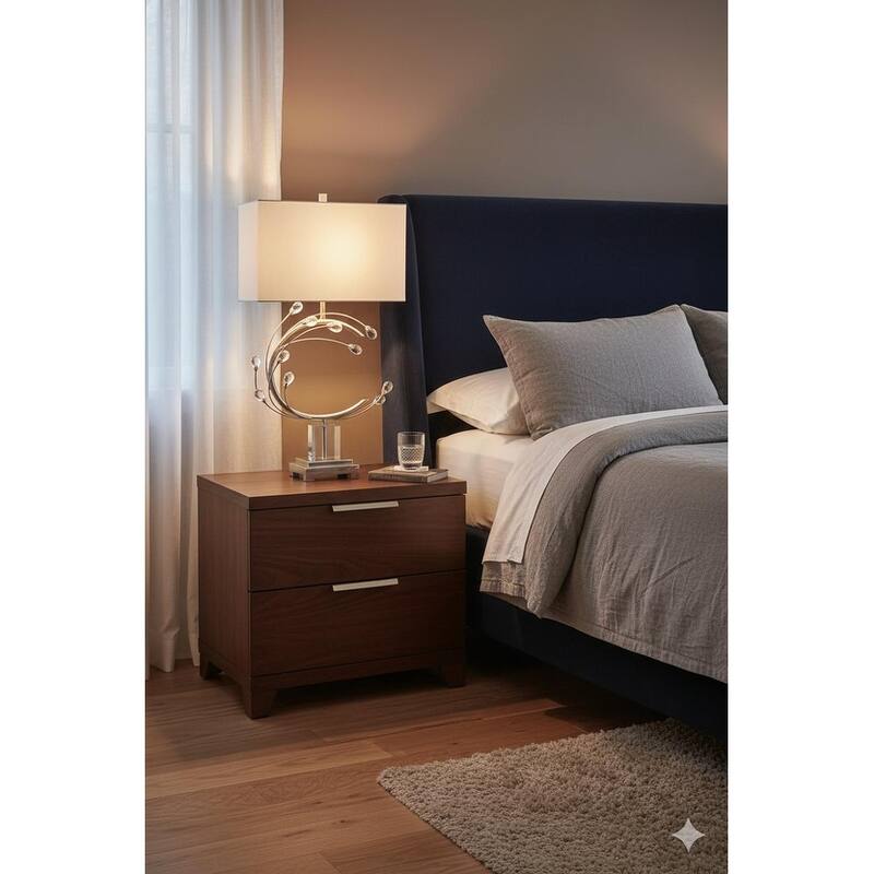 Transitional 1 Light Silver Metal Frame Table Lamp