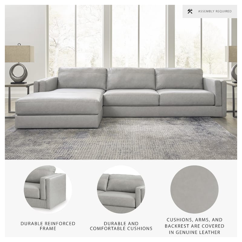 Signature Design by Ashley Amiata Gray 2-Piece Sectional with Chaise - 137"W x 68"D x 33"H