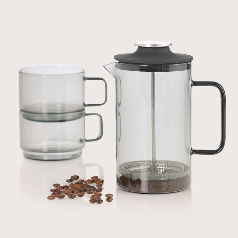 AdHoc Impact French Press Coffee Maker in Grey Glass 1000ml