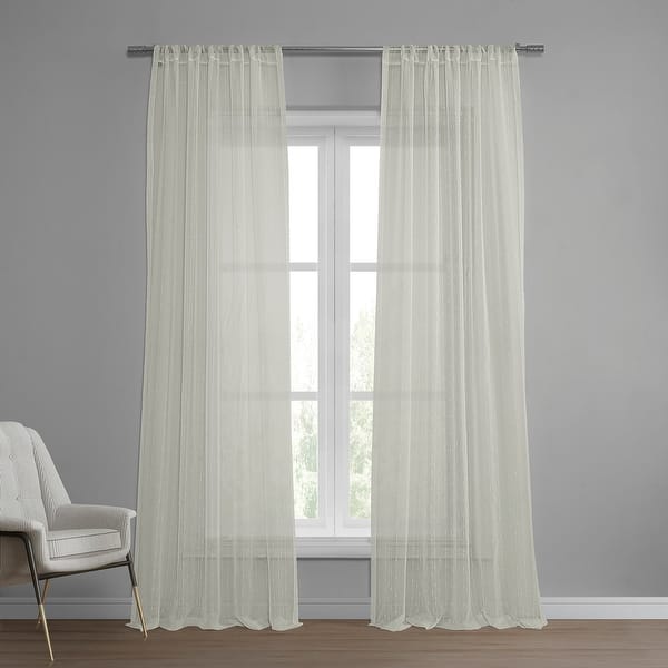slide 2 of 12, Exclusive Fabrics Montpellier Striped Linen Sheer Curtain (1 Panel) 50 X 108