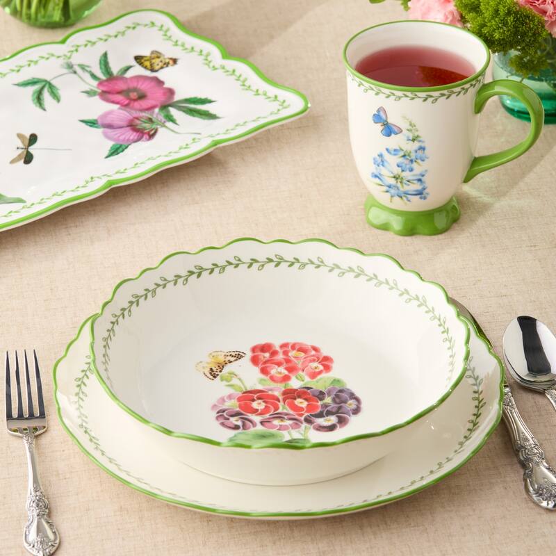 Certified International Mirabella 9" Soup/Cereal Bowls, Set of 4 Assorted Designs - 9.00"L x 9.00"W x 2.00"H