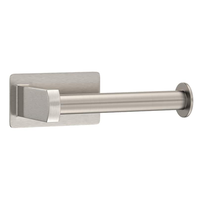 Self-Adhesive Stainless Steel Single Post Wall Mounted Toilet Paper Roll Holder, Brushed Nickel - Brushed Nickel - N/A
