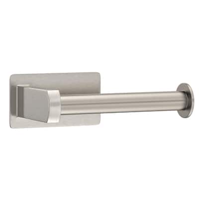 Self-Adhesive Stainless Steel Single Post Wall Mounted Toilet Paper Roll Holder, Brushed Nickel - Brushed Nickel - N/A