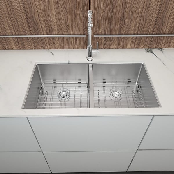 33 Inch Undermount Sink Deep Double Bowl 50/50 18 Gauge ...