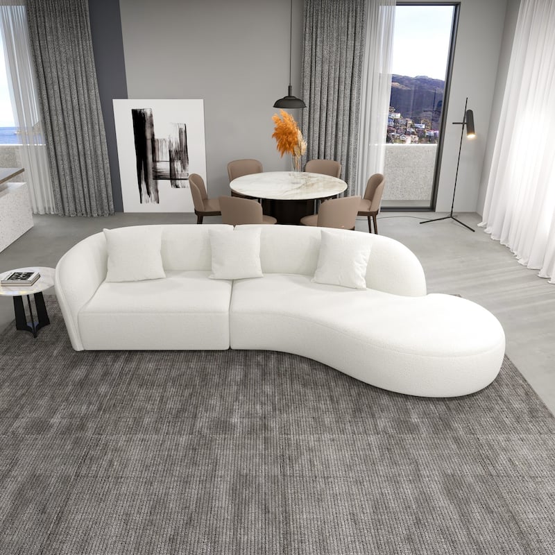 Gallar Japandi Style Luxury Modern French Boucle Curved Sofa - Beige