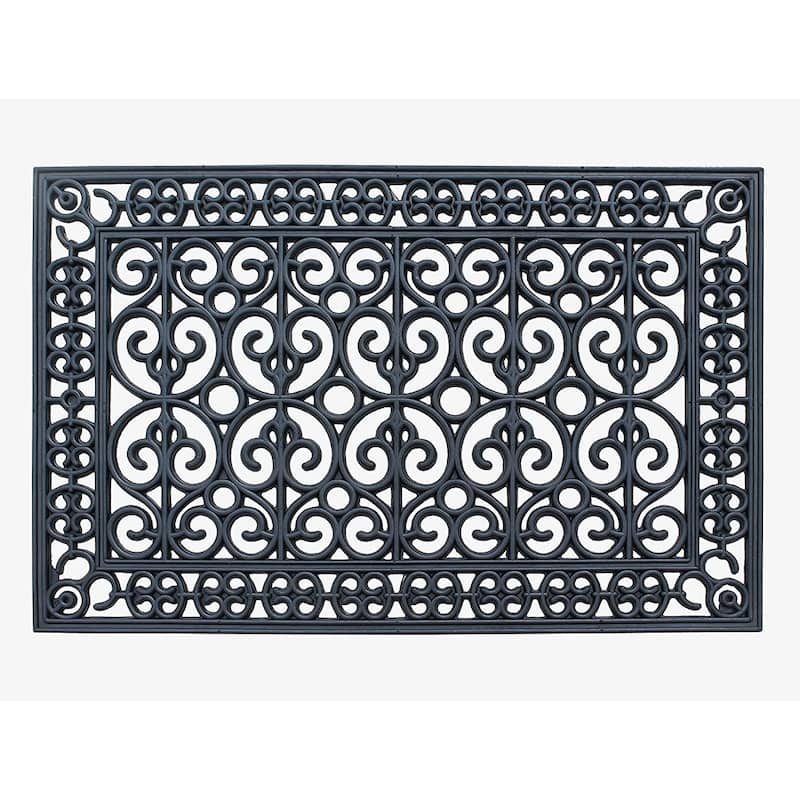 A1HC Natural Coir and Rubber Modern Indoor/Outdoor Grill Doormat - 24"X36" - Paisley Black