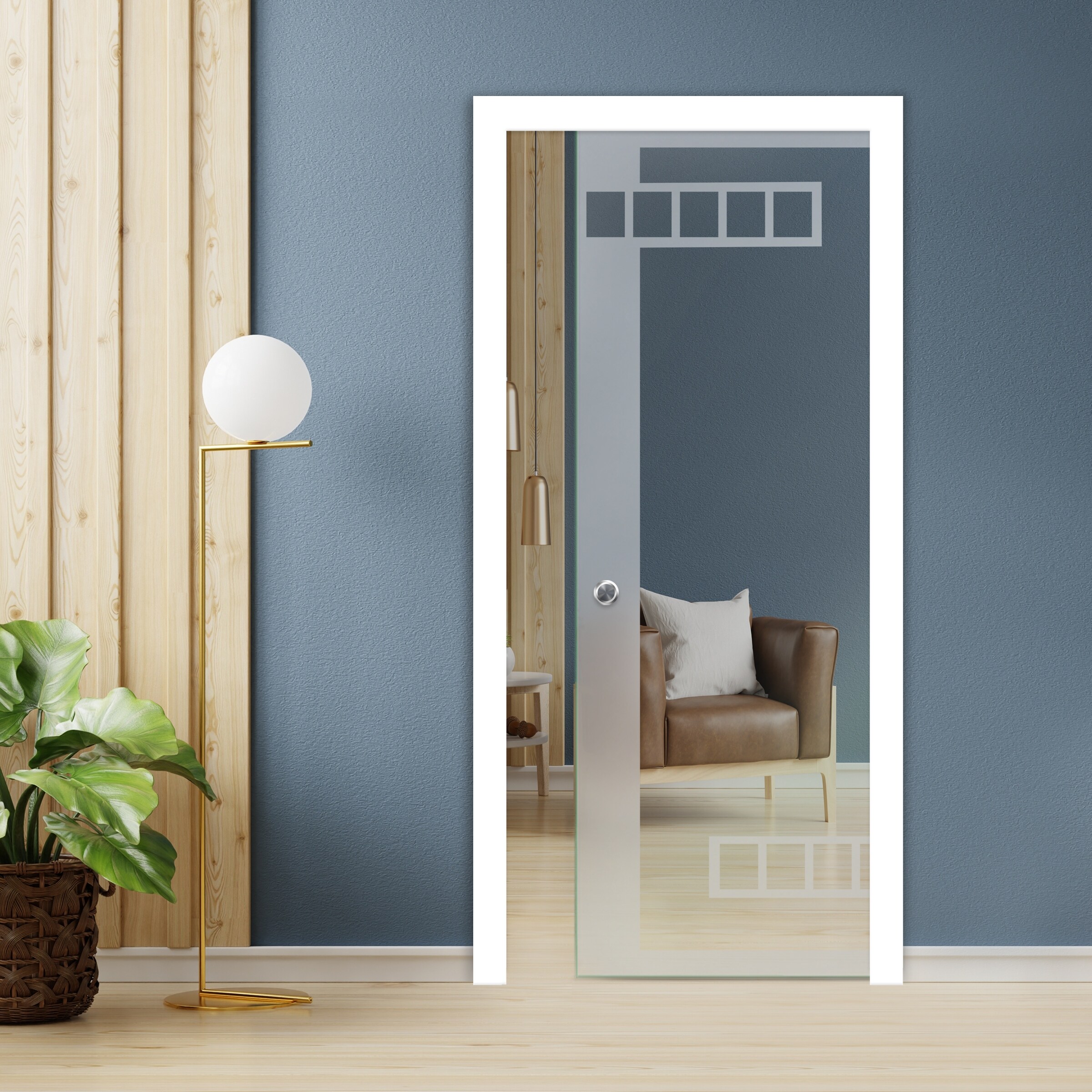 Pocket Sliding Glass Door With Rectangle Design, image size:2400x2400