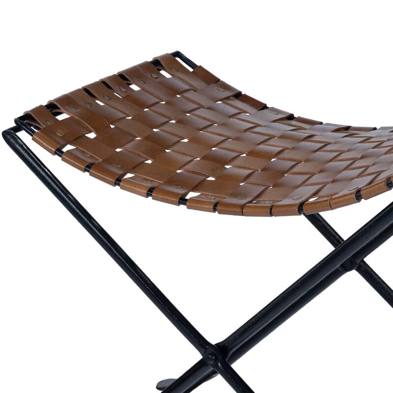 Butler Karma Brown Woven Leather Stool