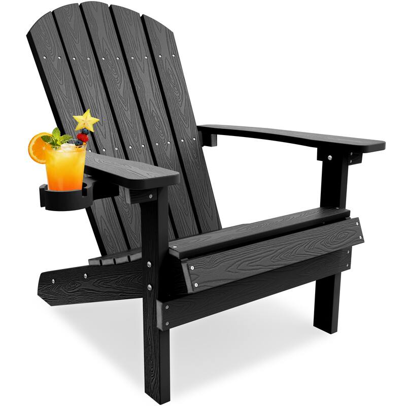 WINSOON All Weather HIPS Outdoor Plastic Adirondack Chairs - Black