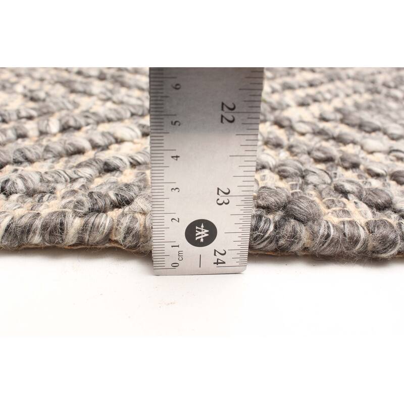 ECARPETGALLERY Braid weave Sienna Dark Grey Wool Rug - 5'4 x 7'4