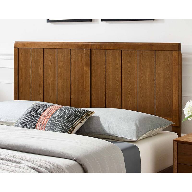 Widman Country Style Queen Size Walnut Wooden Headboard