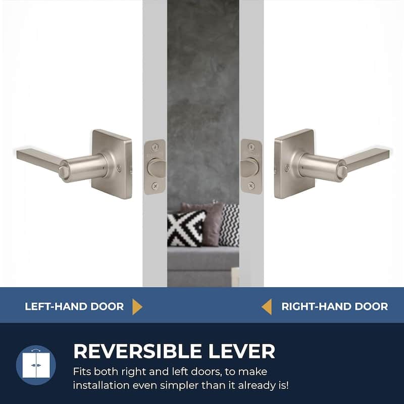 Stylware Maven Square Door Handles Lever | Reversible Handing for Standard Door Sizes | Interior Privacy, Passage & Dummy Use