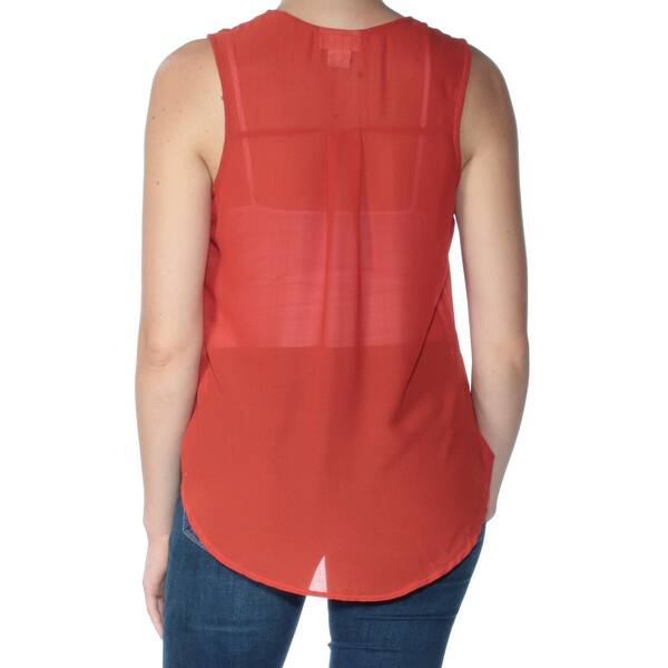 Shop Belle Du Jour Womens Orange Lace Sleeveless V Neck Top