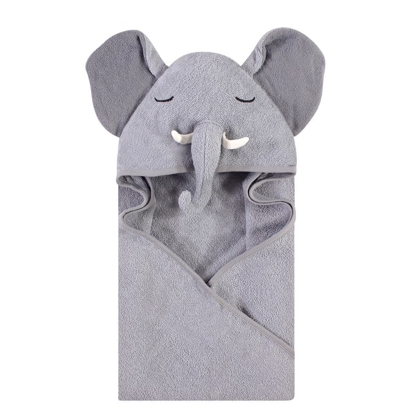 slide 1 of 1, Hudson Baby Infant Boy Cotton Animal Face Hooded Towel, Tusks Elephant, One Size - Tusks Elephant - One Size One Size - Tusks Elephant