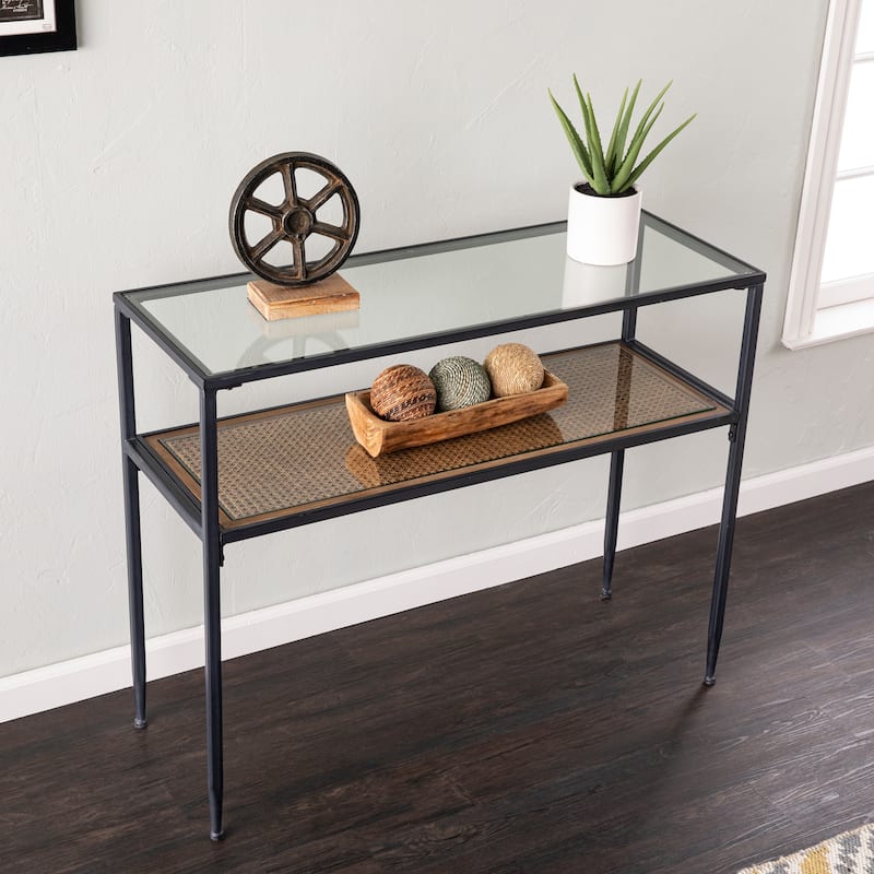 SEI Furniture Blakeston Glass-Top Entryway Table